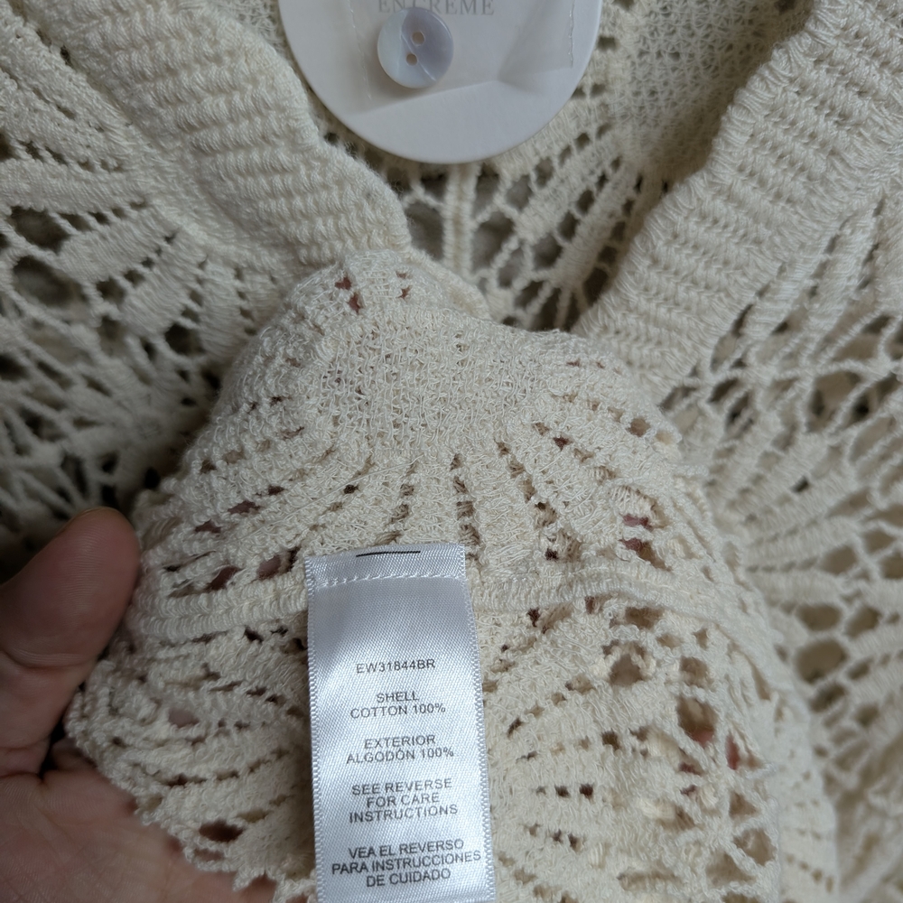 Cream V-Neck Long Sleeve Resort Cardigan - Picture 3 of 4